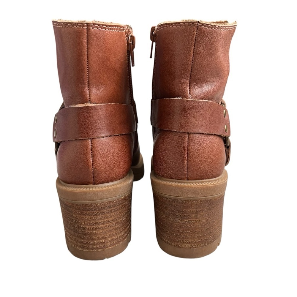Lucky Brand Soxton Ankle Boots Leather Women’s Size 8 Block Heel Roasted Brown - Picture 4 of 8